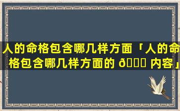 人的命格包含哪几样方面「人的命格包含哪几样方面的 🐛 内容」